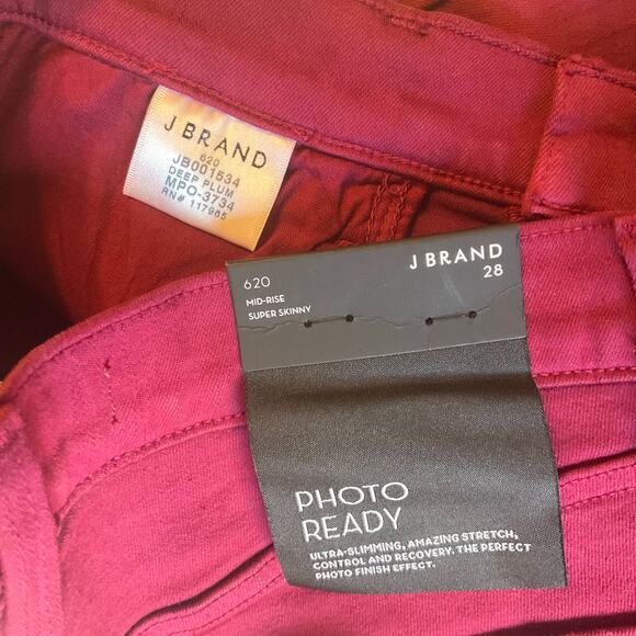 J Brand Women Skinny Jeans 602 Size 28 Deep Plum Red Mid-Rise Stretch Boot Cut - Picture 9 of 12